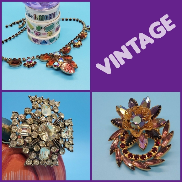 Vintage•Goldtone rhinestone Starburst design•clips - Picture 7 of 16